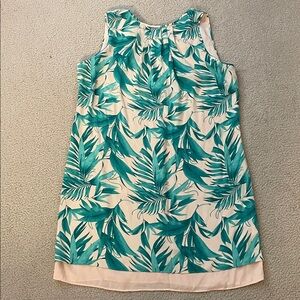H&M Tropical Teal Leaf Print Dress, Size 14 NWT